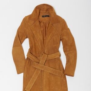 House of Harlow 1960 Suede Trench Coat in Camel Brown